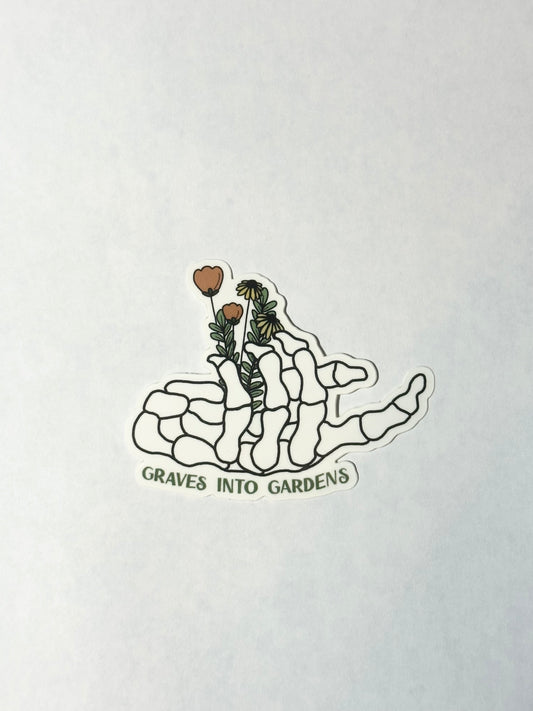 "Graves Into Gardens" Skeletal Floral Sticker